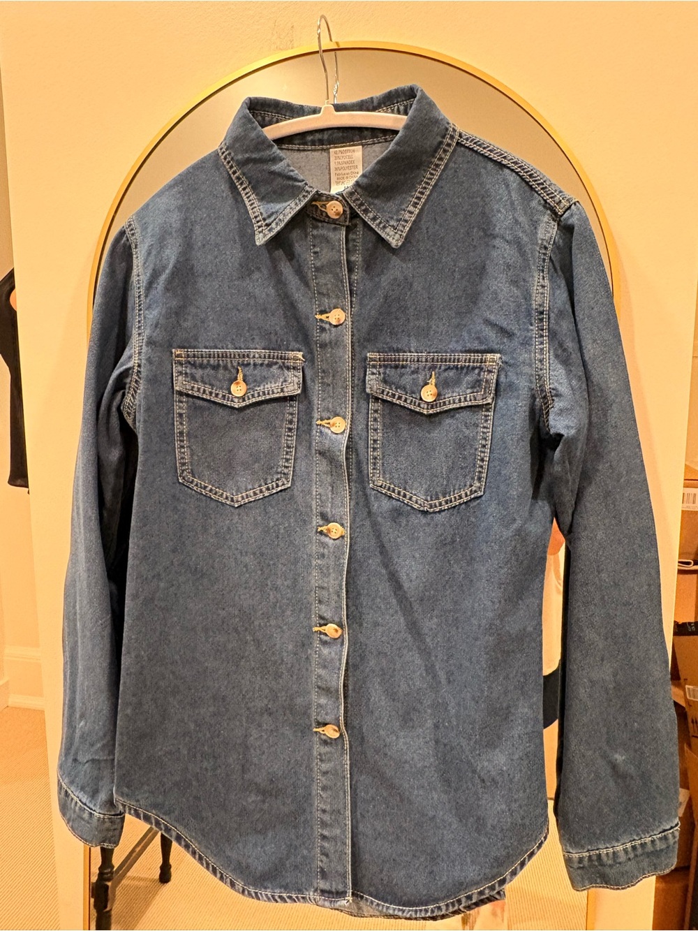 Classic Denim Button-Up Shirt Jacket - Blue